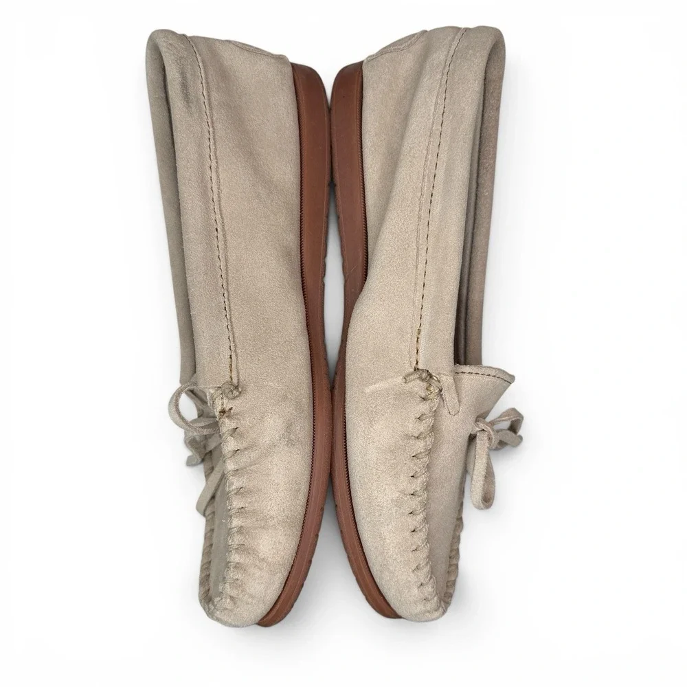 Minnetonka Flexible Slip On Moccasin Rubber Hardsole Women's 9 Neutral Loafer